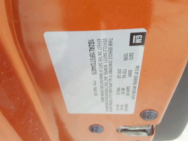 1G2AL15F077244879 - 2007 PONTIAC G5 ORANGE photo 10