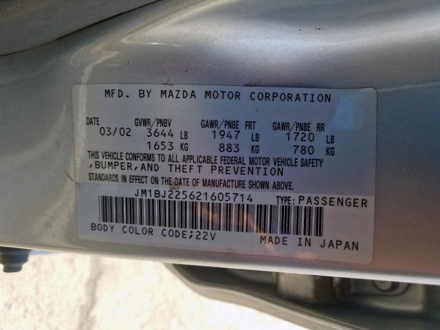 JM1BJ225621605714 - 2002 MAZDA PROTEGE DX  photo 10