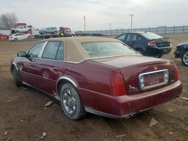 1G6KE57Y12U140608 - 2002 CADILLAC DEVILLE DH RED photo 3