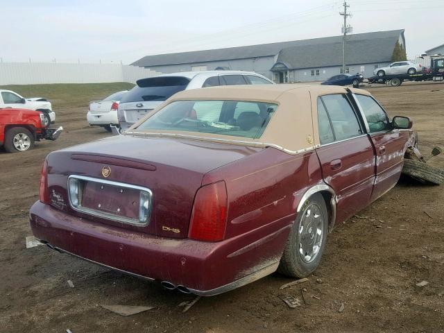 1G6KE57Y12U140608 - 2002 CADILLAC DEVILLE DH RED photo 4