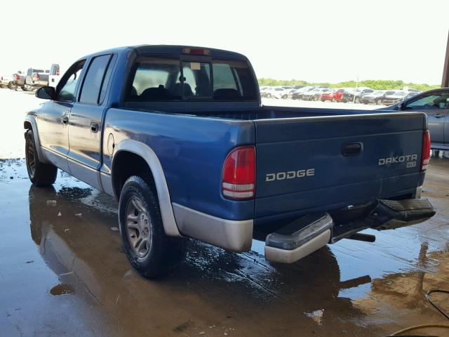 1D7HL48NX4S568158 - 2004 DODGE DAKOTA QUA BLUE photo 3