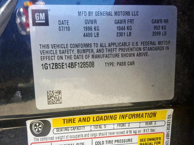 1G1ZB5E14BF128508 - 2011 CHEVROLET MALIBU LS GRAY photo 10