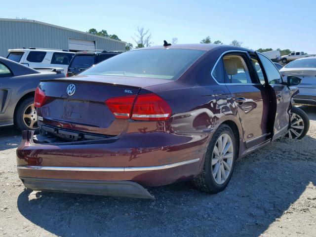 1VWCH7A36CC058640 - 2012 VOLKSWAGEN PASSAT SEL MAROON photo 4