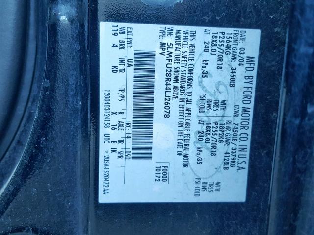 5LMFU28R44LJ26078 - 2004 LINCOLN NAVIGATOR Qara foto 10