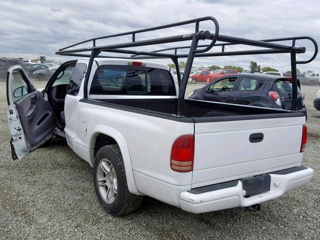 1B7GL22Z2YS667178 - 2000 DODGE DAKOTA WHITE photo 3