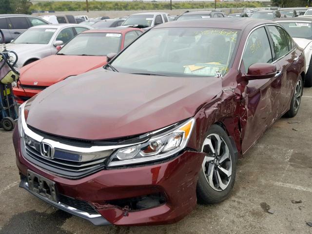 1HGCR3F81GA007403 - 2016 HONDA ACCORD EXL BURGUNDY photo 2