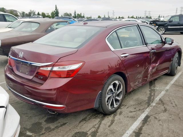 1HGCR3F81GA007403 - 2016 HONDA ACCORD EXL BURGUNDY photo 4