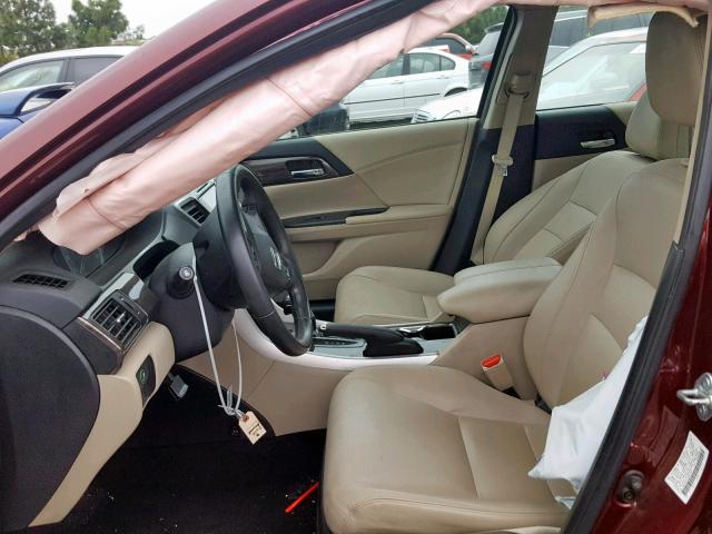 1HGCR3F81GA007403 - 2016 HONDA ACCORD EXL BURGUNDY photo 5