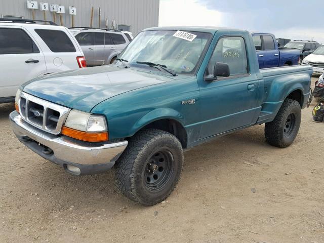 1FTYR11U3WPB01761 - 1998 FORD RANGER GREEN photo 2