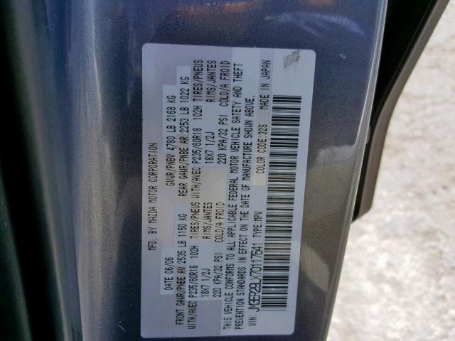 JM3ER29LX70117641 - 2007 MAZDA CX-7 GRAY photo 10