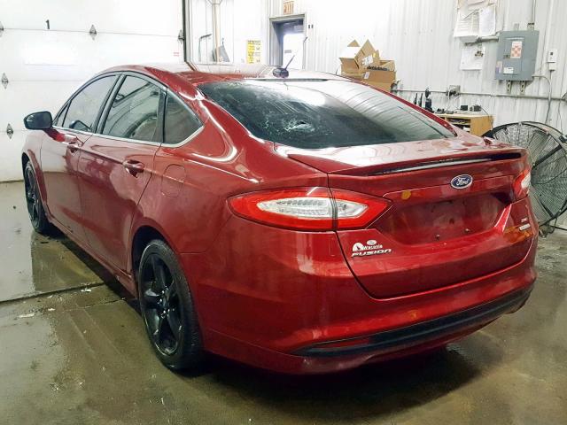 3FA6P0HDXER194305 - 2014 FORD FUSION SE MAROON photo 3