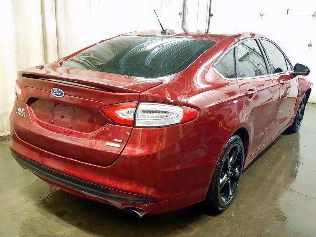 3FA6P0HDXER194305 - 2014 FORD FUSION SE MAROON photo 4