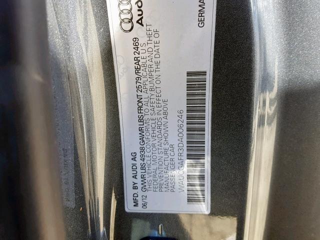 WAUCGAFR3DA006246 - 2013 AUDI S5 PREMIUM SILVER photo 10