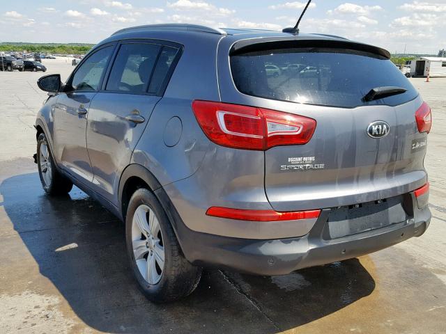 KNDPB3A27D7371602 - 2013 KIA SPORTAGE B GRAY photo 3