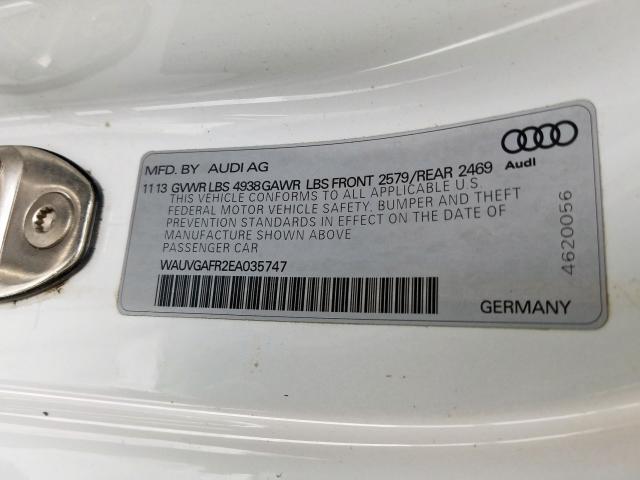 WAUVGAFR2EA035747 - 2014 AUDI S5 PRESTIGE  photo 10