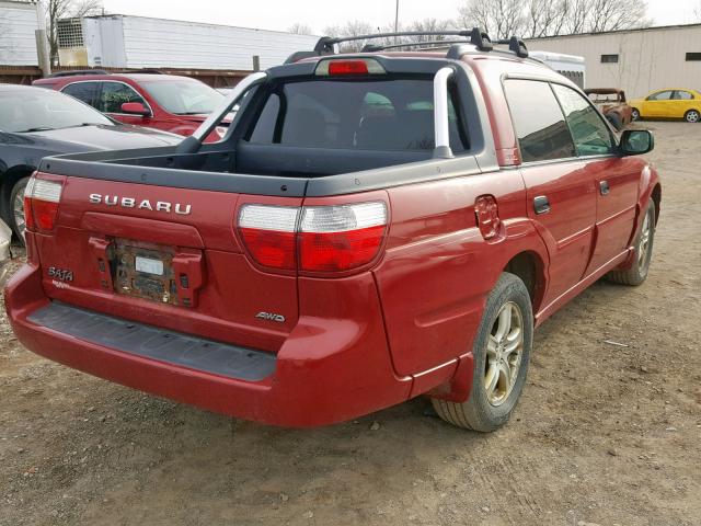 4S4BT62C957100876 - 2005 SUBARU BAJA SPORT RED photo 4