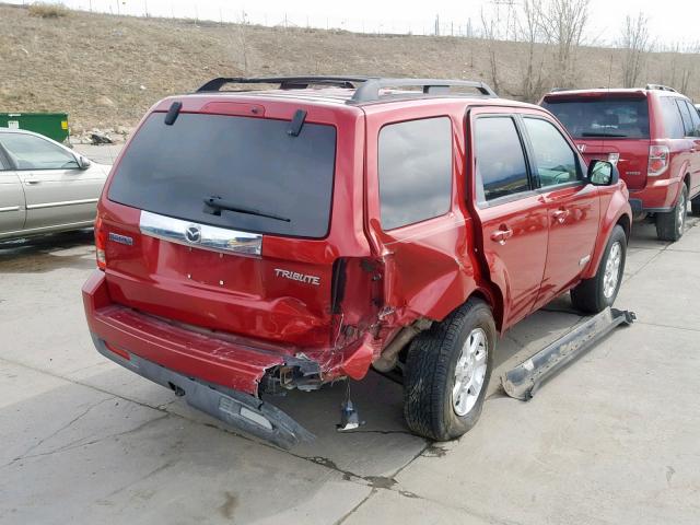 4F2CZ96108KM13639 - 2008 MAZDA TRIBUTE S RED photo 4