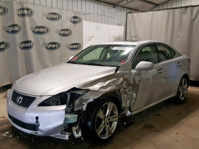 JTHBF5C25B5132564 - 2011 LEXUS IS 250 SILVER photo 2