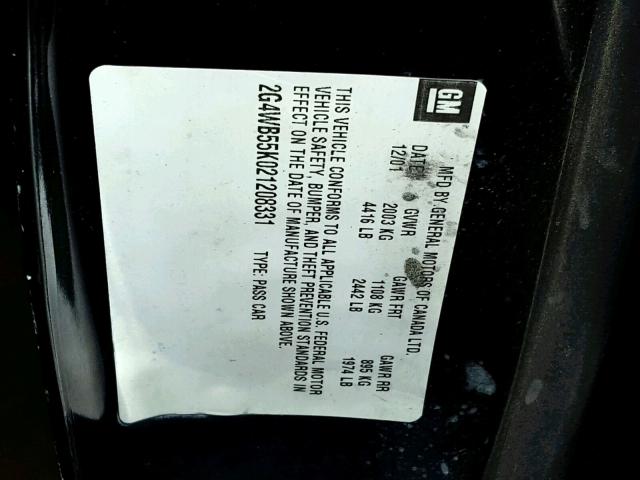 2G4WB55K021208331 - 2002 BUICK REGAL LS BLUE photo 10