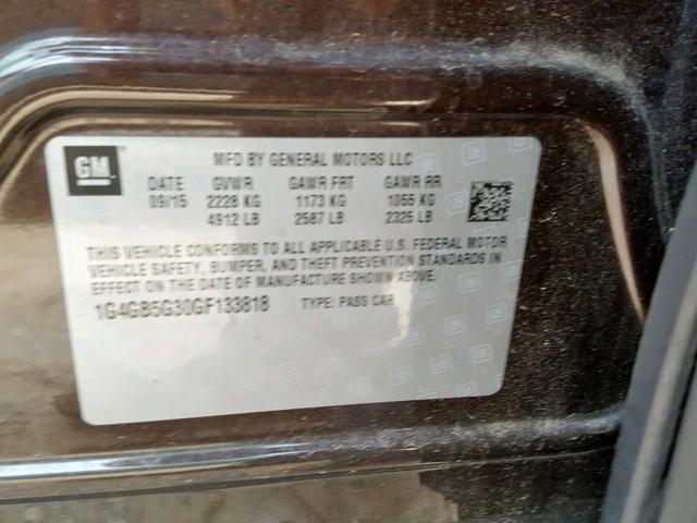 1G4GB5G30GF133818 - 2016 BUICK LACROSSE BROWN photo 10