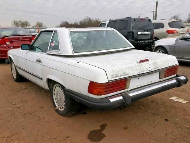 WDBBA48D6KA097530 - 1989 MERCEDES-BENZ 560 SL WHITE photo 3