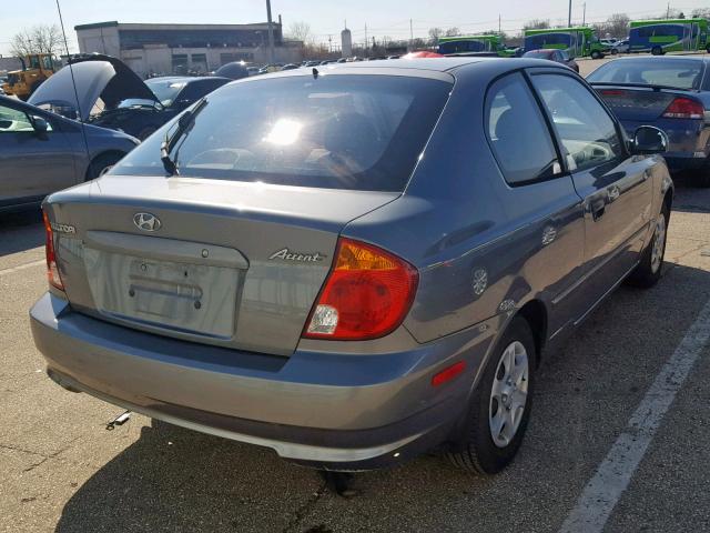 KMHCG35CX4U309269 - 2004 HYUNDAI ACCENT GL GRAY photo 4