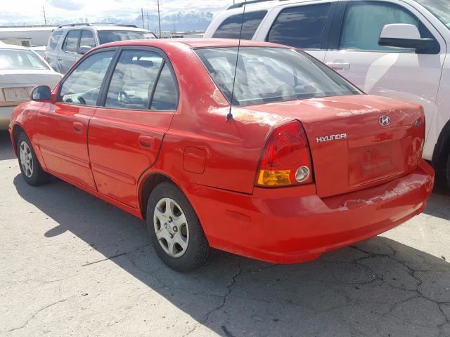 KMHCG45C93U456655 - 2003 HYUNDAI ACCENT GL RED photo 3