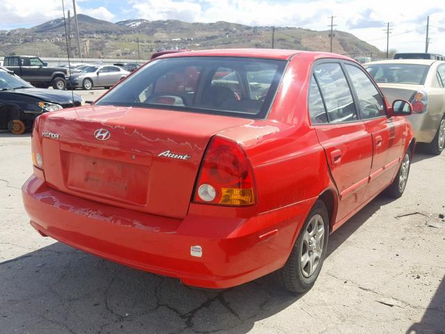 KMHCG45C93U456655 - 2003 HYUNDAI ACCENT GL RED photo 4