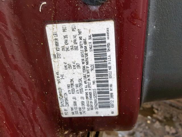 1B7HG2AXX1S255315 - 2001 DODGE DAKOTA QUA BURGUNDY photo 10