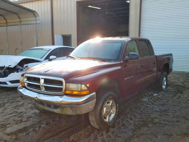 1B7HG2AXX1S255315 - 2001 DODGE DAKOTA QUA BURGUNDY photo 2