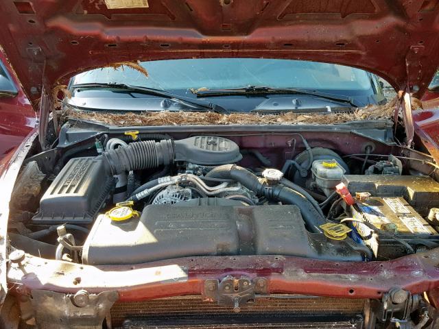 1B7HG2AXX1S255315 - 2001 DODGE DAKOTA QUA BURGUNDY photo 7