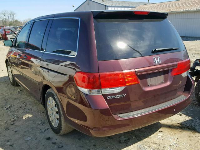 5FNRL38269B029555 - 2009 HONDA ODYSSEY LX MAROON photo 3