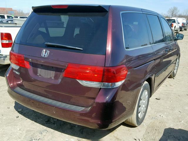 5FNRL38269B029555 - 2009 HONDA ODYSSEY LX MAROON photo 4