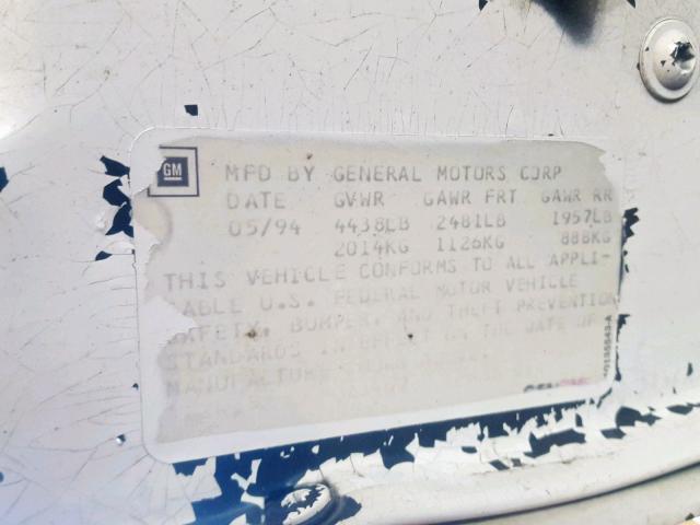 1G2WJ52M9RF223429 - 1994 PONTIAC GRAND PRIX WHITE photo 10