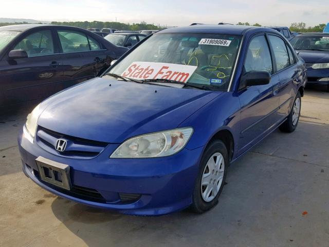 1HGES16335L025165 - 2005 HONDA CIVIC DX V BLUE photo 2