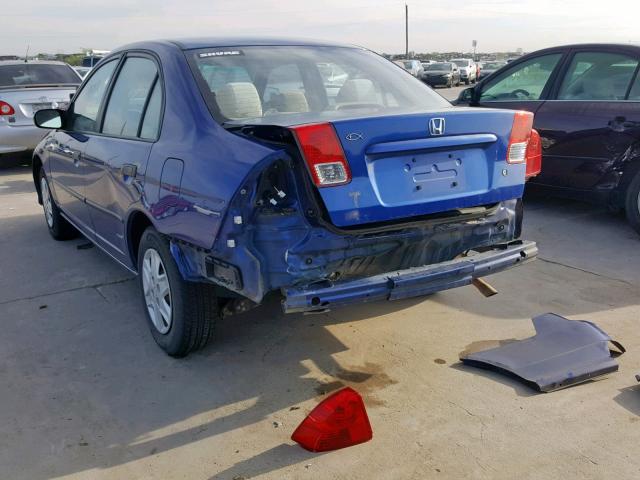 1HGES16335L025165 - 2005 HONDA CIVIC DX V BLUE photo 3