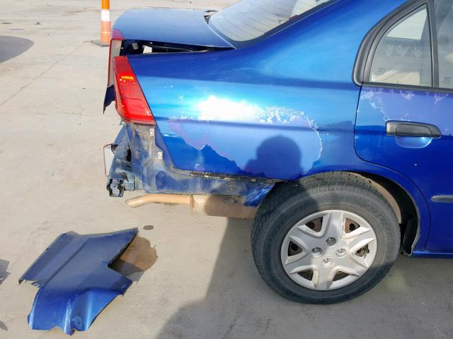 1HGES16335L025165 - 2005 HONDA CIVIC DX V BLUE photo 9