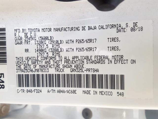 3TMAZ5CN6JM078313 - 2018 TOYOTA TACOMA DOUBLE CAB  照片 10