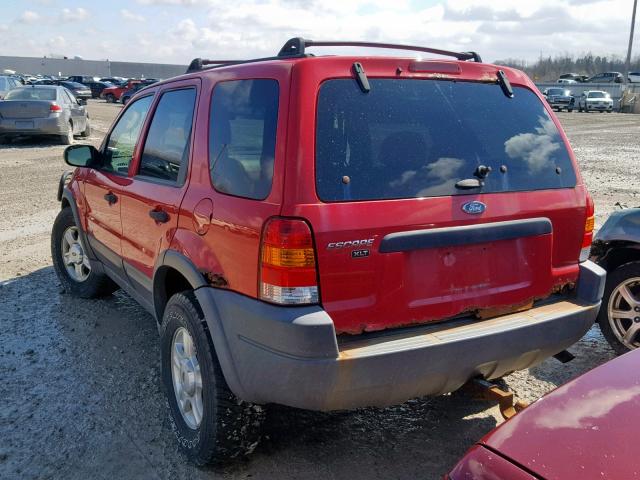 1FMCU04122KB20597 - 2002 FORD ESCAPE XLT RED photo 3