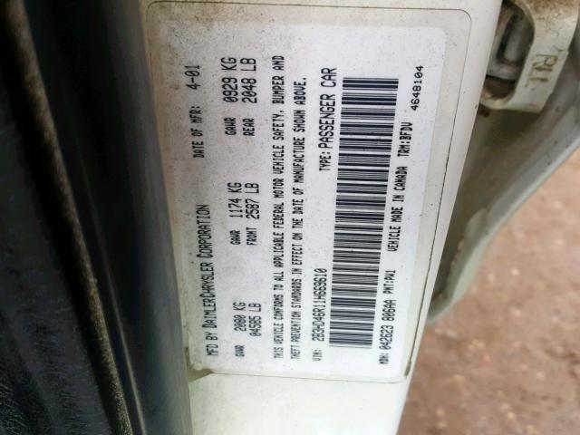 2B3HD46R11H669610 - 2001 DODGE INTREPID S Ağ foto 10