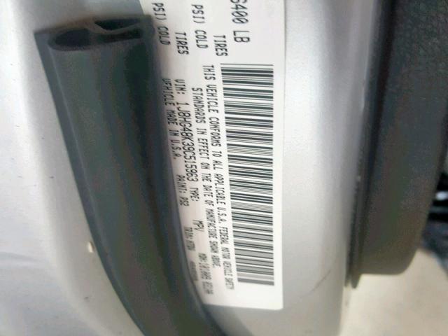 1J8HG48K39C515963 - 2009 JEEP COMMANDER SILVER photo 10