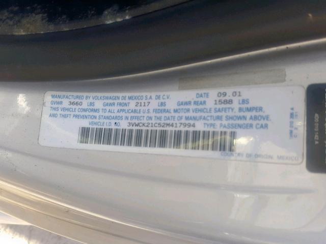 3VWCK21C52M417994 - 2002 VOLKSWAGEN NEW BEETLE Gümüş foto 10