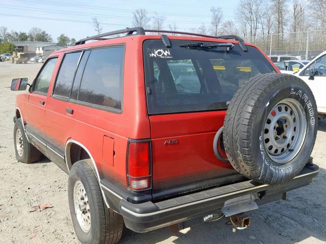 1GNDT13W5P2211523 - 1993 CHEVROLET BLAZER S10 RED photo 3