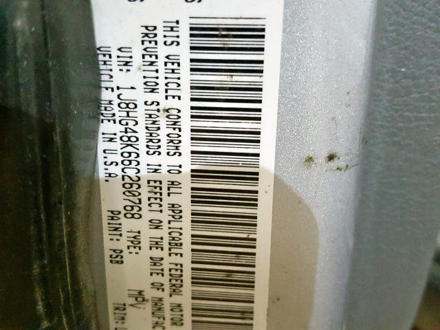 1J8HG48K66C260768 - 2006 JEEP COMMANDER SILVER photo 10