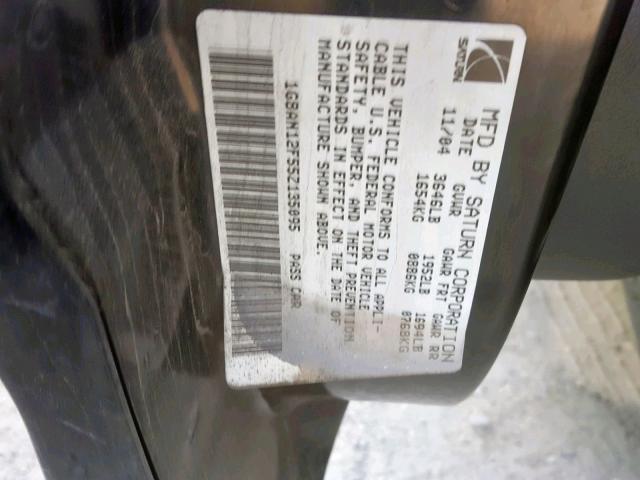 1G8AN12F55Z135095 - 2005 SATURN ION LEVEL BLACK photo 10