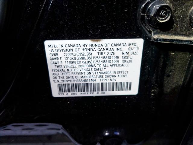 2HNYD2H65AH511464 - 2010 ACURA MDX TECHNOLOGY  photo 10