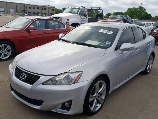 JTHBF5C29B5134852 - 2011 LEXUS IS 250 SILVER photo 2