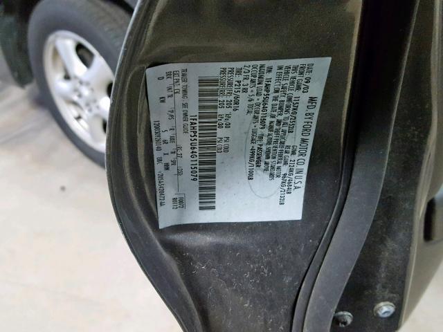 1FAHP55U64G115079 - 2004 FORD TAURUS SES GRAY photo 10