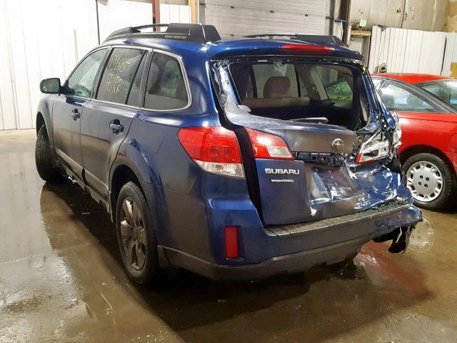 4S4BRBCC5A3310429 - 2010 SUBARU OUTBACK 2. BLUE photo 3