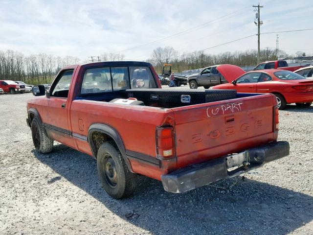 1B7FL26Y8NS689419 - 1992 DODGE DAKOTA RED photo 3